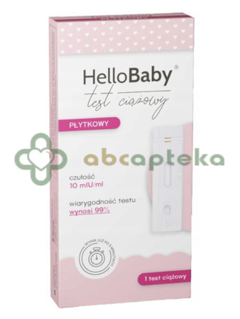 HelloBaby, test ciążowy płytkowy, 1 sztuka