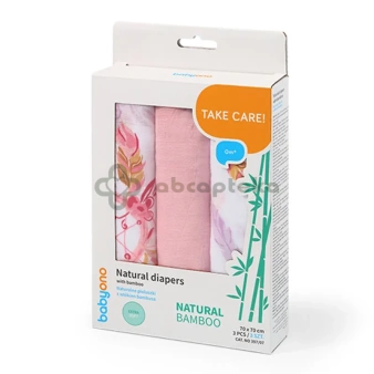 Babyono Natural Bamboo, naturalne pieluszki z włókien bambusa, 397/07, różowe, 3 sztuki