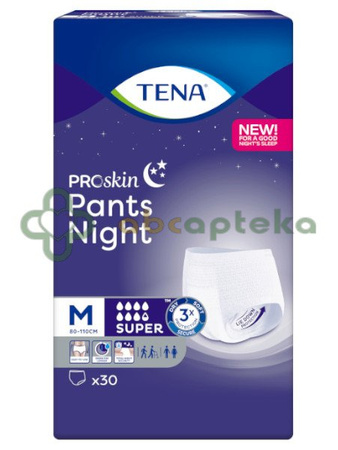 TENA Pants ProSkin Super Night, Majtki chłonne rozmiar M, 30 sztuk