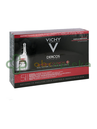 Vichy Dercos Aminexil Clinical 5, kuracja przeciw wypadaniu włosów dla mężczyzn, 6 ml, 21 ampułek