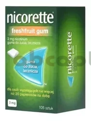 Nicorette FreshFruit Gum, 2 mg, guma do żucia, 105 sztuk