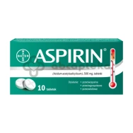 Aspirin, 500 mg, 10 tabletek