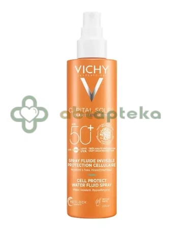 Vichy Capital Soleil Cell Protect, spray ochronny do twarzy i ciała, SPF 50+, 200 ml + VICHY Capital Soleil Fluid OCHRONNY UV-Clear 15 ml tubka SPF50+ | DATA WAŻNOŚCI 31.01.2026