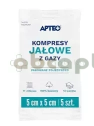 Kompresy jałowe z gazy Apteo, 5 cm x 5 cm, 5 sztuk | DARMOWA DOSTAWA JUŻ OD 149 ZŁ !