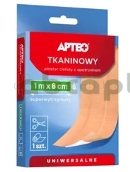 Tkaninowy plaster cielisty z opatrunkiem 1 m x 6 APTEO, 1 sztuka