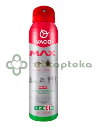 Vaco Max, spray na komary, kleszcze i meszki, DEET 30%, 100 ml