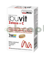 Ibuvit Żelazo + C, 30 tabletek trójwarstwowych