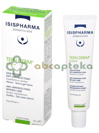 Isispharma Teen Derm α-pure, krem zwalczający zmiany zapalne skóry trądzikowej, 30 ml