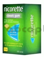 Nicorette Classic Gum, 4 mg, guma do żucia, 105 sztuk