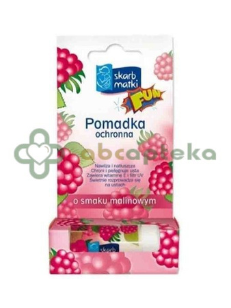 Skarb Matki, pomadka ochronna z filtrem UV, Girl, smak malinowy, 6,5 g | DATA WAŻNOŚCI 31.01.2026