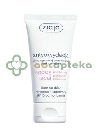 Ziaja Jagody Acai, krem na dzień ochronno- łagodzący SPF 10, 50 ml