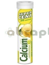 Calcium 300 + Vit.C, smak cytrynowy, 20 tabletek musujących