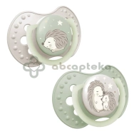 Lovi, smoczek silikonowy, dynamiczny, Night&Day Hedgehog, 0-6 miesięcy, 2 sztuki
