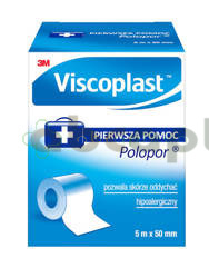 Viscoplast Polopor, przylepiec wlókninowy, 5 m x 50 mm, 1 sztuka