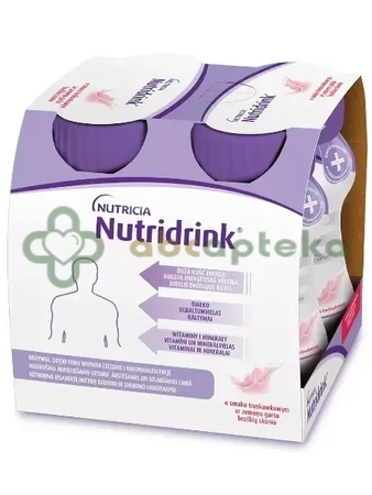 Nutridrink o smaku truskawkowym, 4 x 125 ml