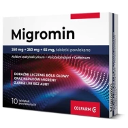 Migromin 250 mg+250 mg+65 mg, 10 tabletek