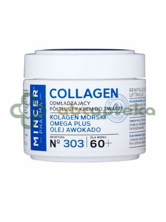 Mincer Collagen, odmładzający półtłusty krem do twarzy 60+, 50 ml