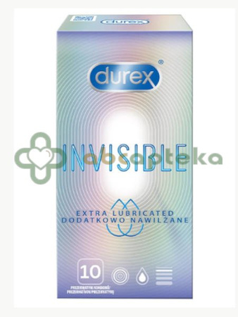 Durex Invisible prezerwatywy dodatkowo nawilżane, 10 sztuk