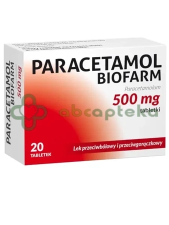 Paracetamol Biofarm, 500 mg, 20 tabletek | DATA WAŻNOŚCI 30.04.2027