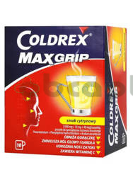 Coldrex MaxGrip, proszek do sporządzania roztworu doustnego, smak cytrynowy, 10 saszetek