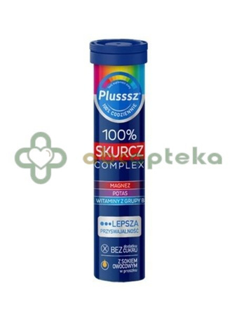 Plusssz 100% Skurcz Complex, smak pomarańczowo-grejpfrutowy, 20 tabletek musujących | DATA WAŻNOŚCI  16.04.2026