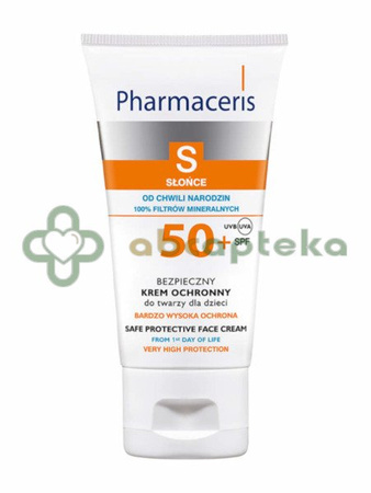 Pharmaceris S, Bezpieczny krem ochronny do twarzy dla dzieci od chwili narodzin, SPF 50+, 50 ml