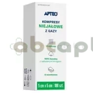 Kompresy niejałowe z gazy Apteo, 5 cm x 5 cm, 100 sztuk