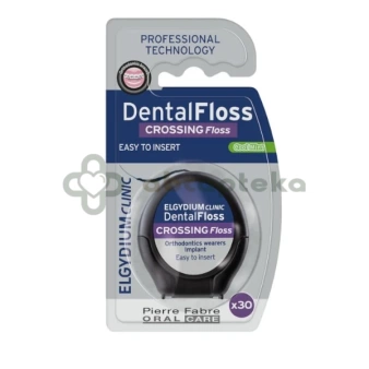 Elgydium Clinic, Dental Floss Crossing, nić dentystyczna do aparatów i implantów, 1 sztuka 