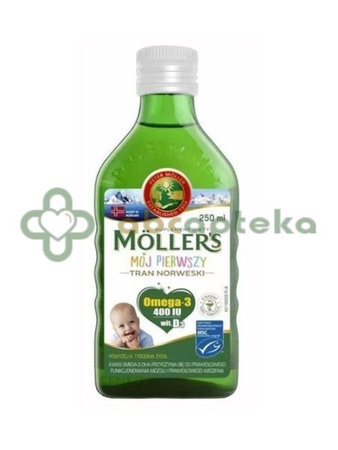 Moller's Mój Pierwszy Tran Norweski powyżej 4 tygodnia, 250 ml, | DATA WAŻNOŚCI 31.12.2024