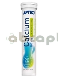 Calcium 300 mg z kwercetyną o smaku pomarańczowym APTEO,      20 tabletek musujących