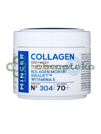 Mincer Collagen, odżywczy tłusty krem do twarzy 70+, 50 ml