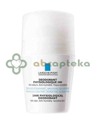 La Roche-Posay, dezodorant przeciw poceniu 24H roll-on, Fizjologiczne pH, skóra wrażliwa, 50 ml