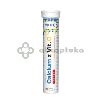 Calcium forte z witaminą C, o smaku pomarańczowym, VITTER BLUE, 20 tabletek musujących
