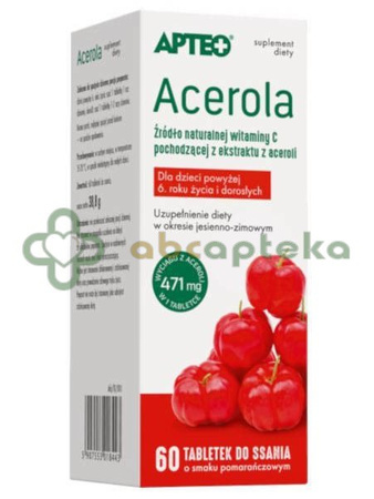 Acerola Apteo, 60 pastylek do ssania