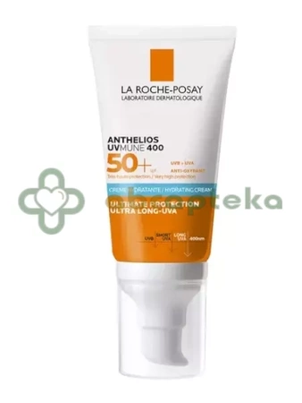 La Roche-Posay Anthelios UVMune 400, nawilżający krem ochronny do twarzy, SPF 50+, 50 ml | DATA WAŻNOŚCI 30.06.2026