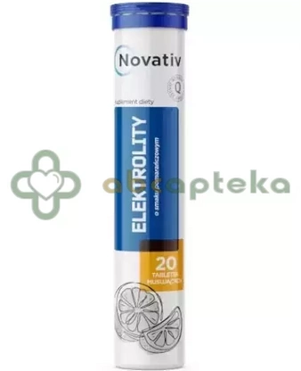 Novativ Elektrolity, smak pomarańczowy, 20 tabletek musujących