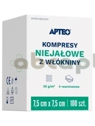 Kompresy niejałowe z włókniny 7,5 cm x 7,5 cm APTEO  100 sztuk