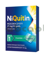 Niquitin przezroczysty, 21 mg/24 h, system transdermalny 114 mg, stopień 1, 7 plastrów