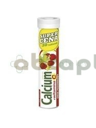 Calcium 300 + Vit.C, smak poziomkowy,  20 tabletek musujących