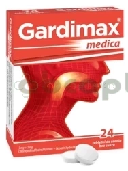 Gardimax Medica, 5 mg + 1 mg, bez cukru, 24 tabletki do ssania