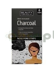 Beauty Formulas Charcoal, paski oczyszczające na nos z aktywnym węglem, 6 sztuk