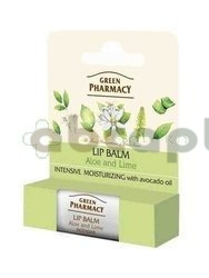Green Pharmacy, balsam do ust, intensywnie nawilżający, aloes i limonka, SPF 10, 3,6 g