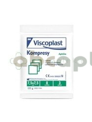 Viscoplast kompresy gazowej jałowe 17-nitkowe 8 warstwowe 7,5 cm x 7,5 cm 3 sztuki