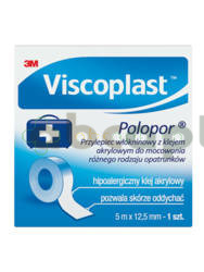 Viscoplast Polopor, przylepiec wlókninowy, 5 m x 12,5 mm, 1 sztuka  