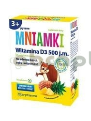 Mniamki Witamina D3 500 j.m., powyżej 3 roku, smak ananasowy, 60 pastylek do ssania