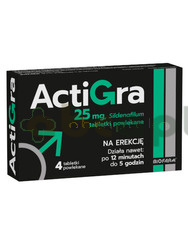 Actigra 25 mg, 4 tabletki powlekane | DATA WAŻNOŚCI 31.03.2026