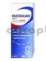 Mucosolvan Mini, 15 mg/5 ml, syrop dla dzieci powyżej 1 roku życia, 100 ml