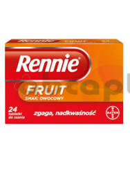 Rennie Fruit, 680 mg + 80 mg, smak owocowy, 24 tabletki do ssania     