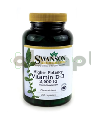 Swanson Witamina D3 2000 IU, 250 kapsułek