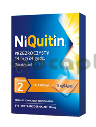 Niquitin przezroczysty, 14 mg/24 h, system transdermalny 78 mg, stopień 2, 7 plastrów